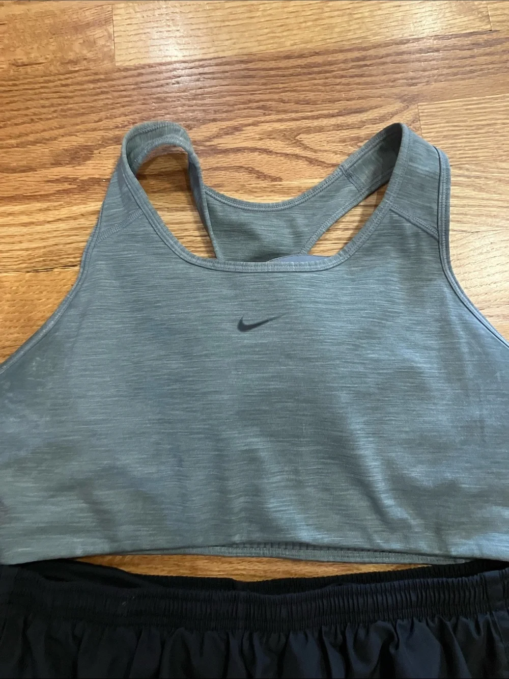 Nike Grey Racerback Sports Bra with Black Running Shorts Sz XL GUC